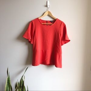 ✨Madewell Coral Ruffle Blouse